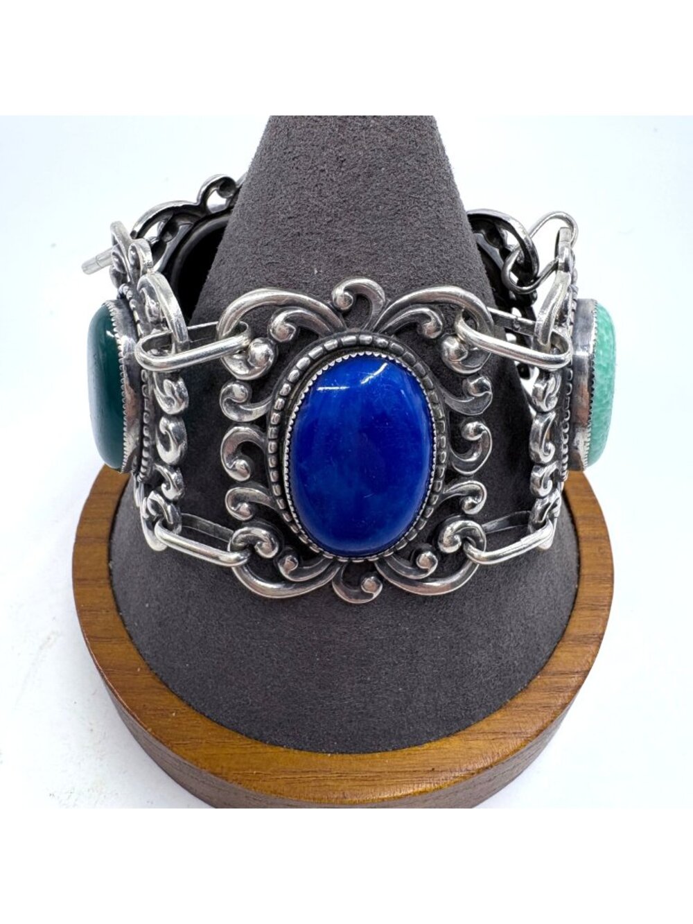 Danecraft Sterling Silver 925 Multi Gemstone Scroll Link Bracelet Size 8" Length